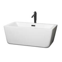 Laura 59" Free Standing Acrylic Soaking Tub with Center Drain, Drain Assembly, and Overflow - Includes Floor Mounted Tub Filler with Hand Shower