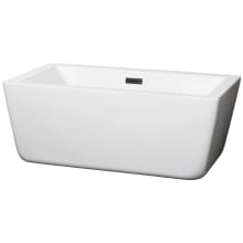 Laura 59" Free Standing Acrylic Soaking Tub with Center Drain, Drain Assembly, and Overflow