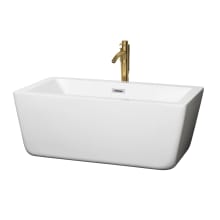 Laura 59" Free Standing Acrylic Soaking Tub with Center Drain, Drain Assembly, and Overflow - Includes Floor Mounted Tub Filler with Hand Shower