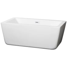 Laura 59" Free Standing Acrylic Soaking Tub with Center Drain, Drain Assembly, and Overflow