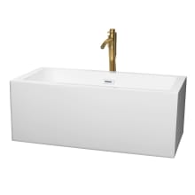 Melody 60" Free Standing Acrylic Soaking Tub with Center Drain, Drain Assembly, and Overflow - Includes Floor Mounted Tub Filler with Hand Shower