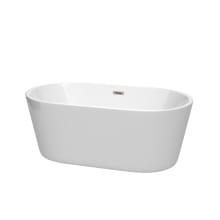 Carissa 60" Free Standing Acrylic Soaking Tub with Center Drain, Drain Assembly, and Overflow