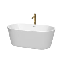 Carissa 60" Free Standing Acrylic Soaking Tub with Center Drain, Drain Assembly, and Overflow -  Includes Floor Mounted Tub Filler with Hand Shower