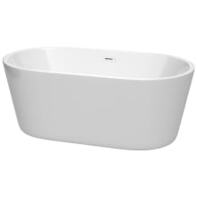Carissa 60" Free Standing Acrylic Soaking Tub with Center Drain, Drain Assembly, and Overflow