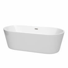 Carissa 71" Free Standing Acrylic Soaking Tub with Center Drain, Drain Assembly, and Overflow
