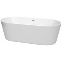 Carissa 71" Free Standing Acrylic Soaking Tub with Center Drain, Drain Assembly, and Overflow