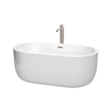 Juliette 60" Freestanding Acrylic Soaking Tub with Center Drain, Drain Assembly, Floor Mounted Faucet, and Overflow