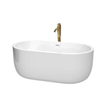 Juliette 60" Freestanding Acrylic Soaking Tub with Center Drain, Drain Assembly, Floor Mounted Faucet, and Overflow