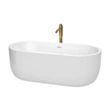 Juliette 67" Free Standing Acrylic Soaking Tub with Center Drain, Drain Assembly, and Overflow - Includes Floor Mounted Tub Filler with Hand Shower