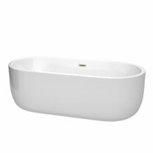 Juliette 71" Free Standing Acrylic Soaking Tub with Center Drain, Drain Assembly, and Overflow