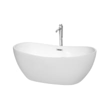 Rebecca 60" Freestanding Acrylic Soaking Tub with Center Drain , Drain Assembly, and Overflow - Includes Tub Filler with Personal Handshower