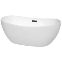 Rebecca 60" Free Standing Acrylic Soaking Tub with Center Drain, Drain Assembly, and Overflow