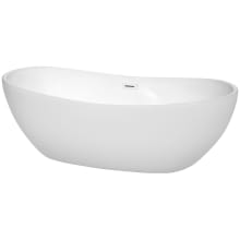 Rebecca 70" Free Standing Acrylic Soaking Tub with Center Drain, Drain Assembly, and Overflow