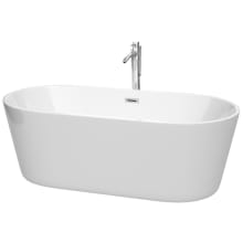 Carissa CD 67" Free Standing Acrylic Soaking Tub with Center Drain, Drain Assembly, and Overflow - Includes Floor Mounted Tub Filler with Hand Shower