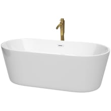 Carissa CD 67" Free Standing Acrylic Soaking Tub with Center Drain, Drain Assembly, and Overflow - Includes Floor Mounted Tub Filler with Hand Shower