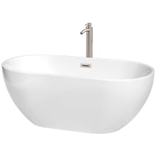 Brooklyn 60" Free Standing Acrylic Soaking Tub with Center Drain, Drain Assembly, and Overflow - Includes Floor Mounted Tub Filler with Hand Shower