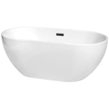 Brooklyn 60" Free Standing Acrylic Soaking Tub with Center Drain, Drain Assembly, and Overflow