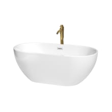 Brooklyn 60" Free Standing Acrylic Soaking Tub with Center Drain, Drain Assembly, and Overflow - Includes Floor Mounted Tub Filler with Hand Shower