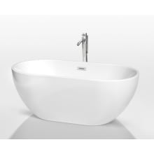 Brooklyn 60" Free Standing Acrylic Soaking Tub with Center Drain, Drain Assembly, and Overflow