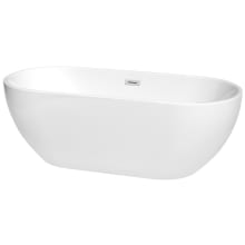 Brooklyn 67" Free Standing Acrylic Soaking Tub with Center Drain, Drain Assembly, and Overflow