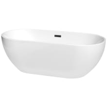 Brooklyn 67" Free Standing Acrylic Soaking Tub with Center Drain, Drain Assembly, and Overflow