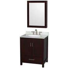 Sheffield 30" Free Standing Single Basin Vanity Set with Cabinet, Marble Vanity Top, and Medicine Cabinet