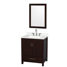 Sheffield 30" Free Standing Single Basin Vanity Set with Cabinet, Quartz Vanity Top, and Framed Mirror