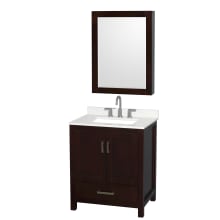 Sheffield 30" Free Standing Single Basin Vanity Set with Cabinet, Quartz Vanity Top, and Medicine Cabinet