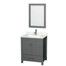 Sheffield 30" Free Standing Single Basin Vanity Set with Cabinet, Quartz Vanity Top, and Framed Mirror