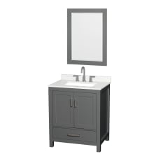 Sheffield 30" Free Standing Single Basin Vanity Set with Cabinet, Quartz Vanity Top, and Framed Mirror