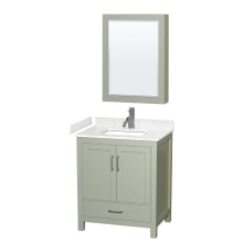 Sheffield 30" Free Standing Single Basin Vanity Set with Cabinet, Cultured Marble Vanity Top, and Medicine Cabinet