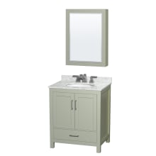 Sheffield 30" Free Standing Single Basin Vanity Set with Cabinet, Marble Vanity Top, and Medicine Cabinet
