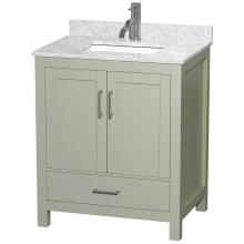 Sheffield 30" Free Standing Single Basin Vanity Set with Cabinet and Marble Vanity Top