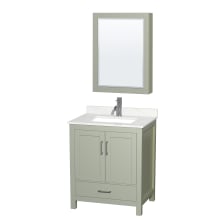 Sheffield 30" Free Standing Single Basin Vanity Set with Cabinet, Quartz Vanity Top, and Medicine Cabinet