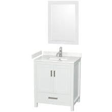 Sheffield 30" Free Standing Single Basin Vanity Set with Cabinet, Cultured Marble Vanity Top, and Framed Mirror