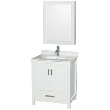 Sheffield 30" Free Standing Single Basin Vanity Set with Cabinet, Marble Vanity Top, and Medicine Cabinet