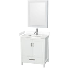 Sheffield 30" Free Standing Single Basin Vanity Set with Cabinet, Cultured Marble Vanity Top, and Medicine Cabinet