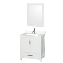 Sheffield 30" Free Standing Single Basin Vanity Set with Cabinet, Quartz Vanity Top, and Framed Mirror