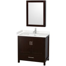 Sheffield 36" Free Standing Single Basin Vanity Set with Cabinet, Cultured Marble Vanity Top, and Medicine Cabinet