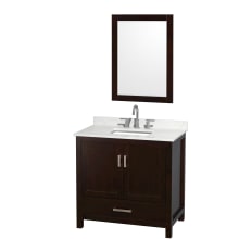 Sheffield 36" Free Standing Single Basin Vanity Set with Cabinet, Quartz Vanity Top, and Framed Mirror