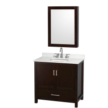 Sheffield 36" Free Standing Single Basin Vanity Set with Cabinet, Quartz Vanity Top, and Medicine Cabinet