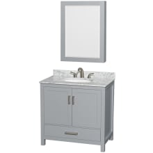 Sheffield 36" Free Standing Single Basin Vanity Set with Cabinet, Marble Vanity Top, and Medicine Cabinet