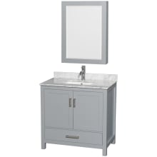 Sheffield 36" Free Standing Single Basin Vanity Set with Cabinet, Marble Vanity Top, and Medicine Cabinet