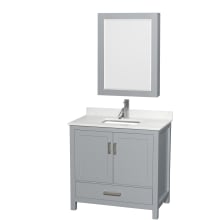 Sheffield 36" Free Standing Single Basin Vanity Set with Cabinet, Quartz Vanity Top, and Medicine Cabinet