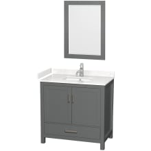 Sheffield 36" Free Standing Single Basin Vanity Set with Cabinet, Cultured Marble Vanity Top, and Framed Mirror