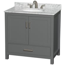Sheffield 36" Free Standing Single Basin Vanity Set with Cabinet and Marble Vanity Top