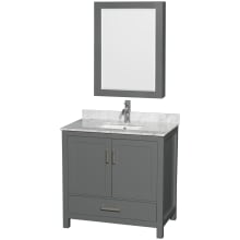 Sheffield 36" Free Standing Single Basin Vanity Set with Cabinet, Marble Vanity Top, and Medicine Cabinet