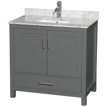 Sheffield 36" Free Standing Single Basin Vanity Set with Cabinet and Marble Vanity Top