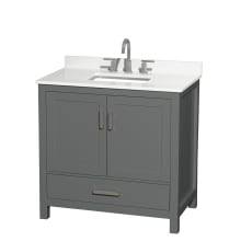 Sheffield 36" Free Standing Single Basin Vanity Set with Cabinet and Quartz Vanity Top