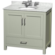 Sheffield 36" Free Standing Single Basin Vanity Set with Cabinet and Marble Vanity Top